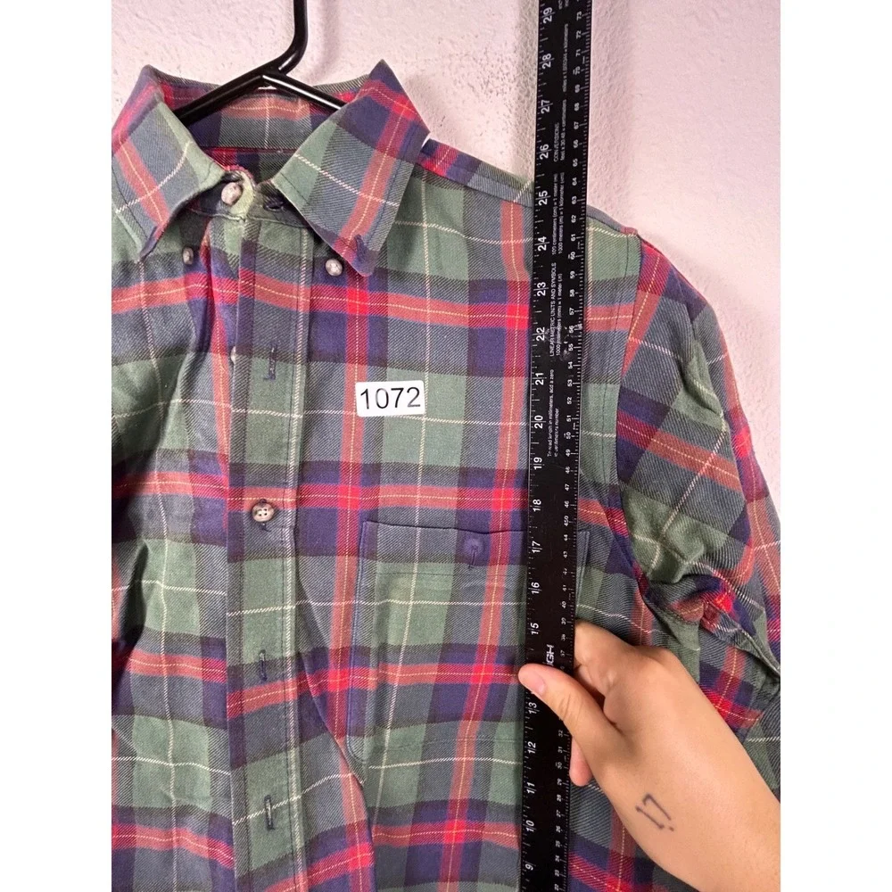 Pendleton Mens Plaid Flannel Button Down Shirt Green Red Blue Made in USA Size M